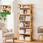 Premium Bamboo Modern Black 5-Shelf Open Bookshelf