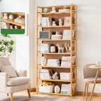 Premium Bamboo Modern Black 5-Shelf Open Bookshelf