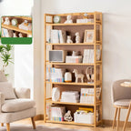 Premium Bamboo Modern Black 5-Shelf Open Bookshelf