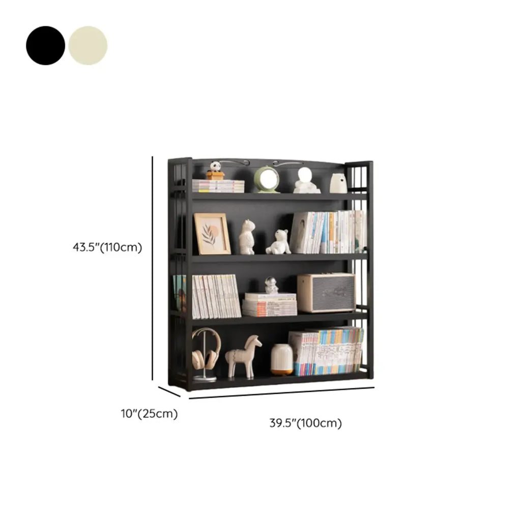 Premium Bamboo Modern Black 5-Shelf Open Bookshelf