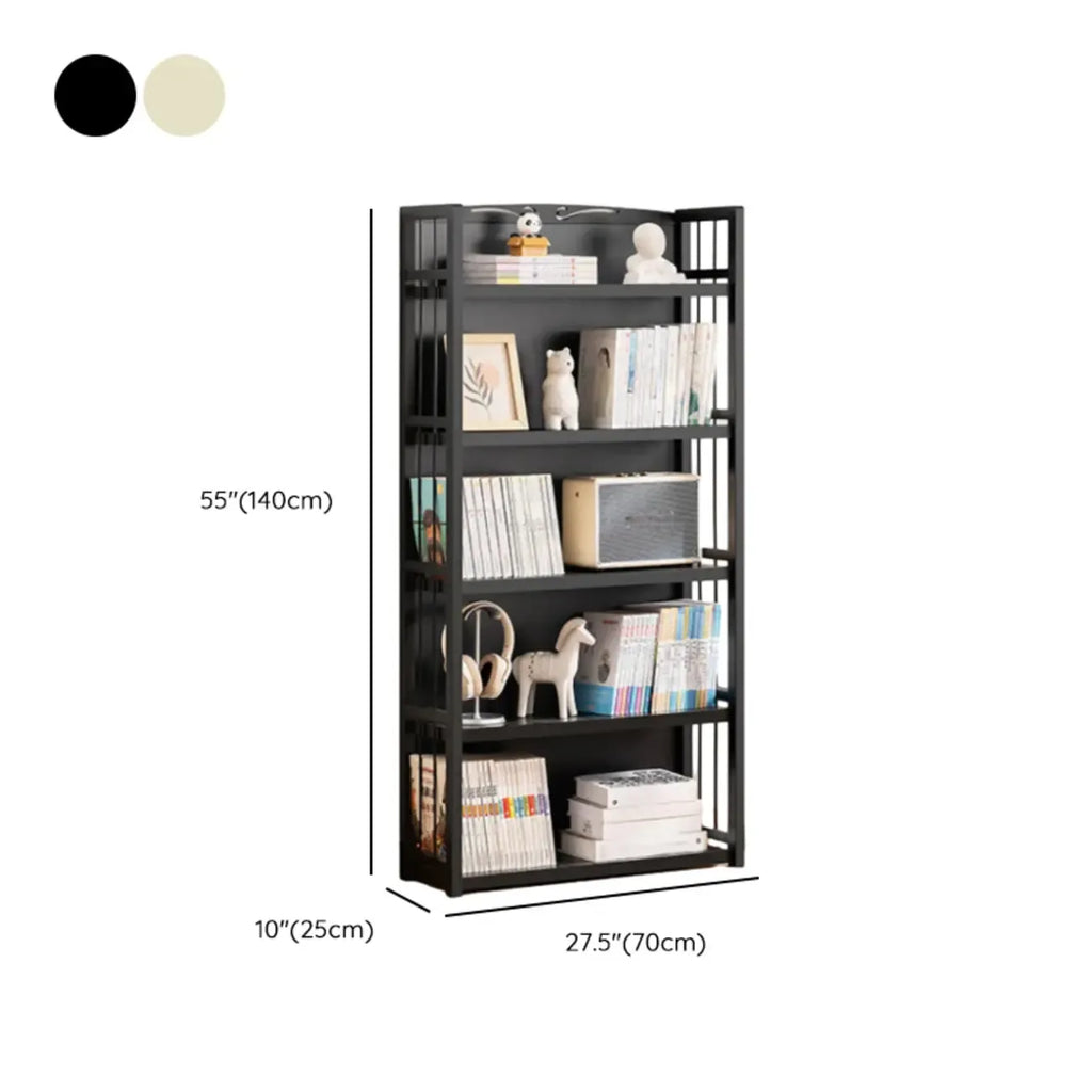 Premium Bamboo Modern Black 5-Shelf Open Bookshelf