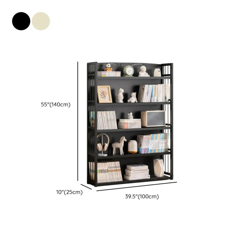 Premium Bamboo Modern Black 5-Shelf Open Bookshelf