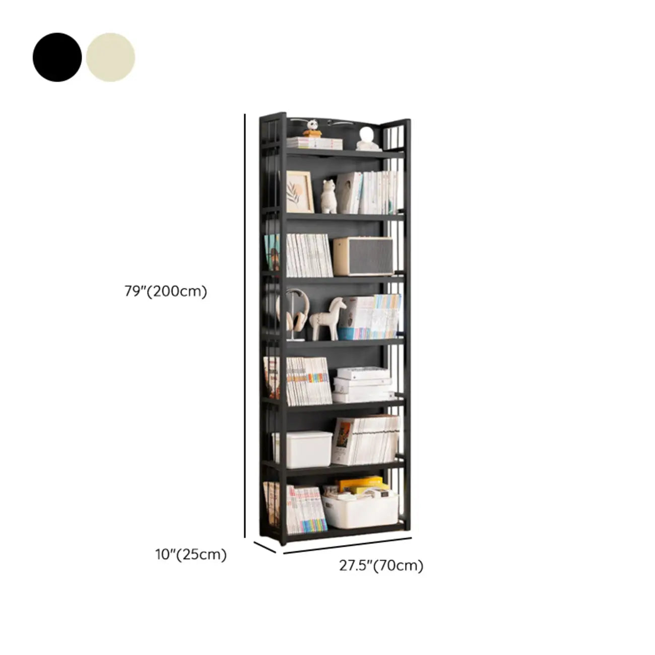 Premium Bamboo Modern Black 5-Shelf Open Bookshelf