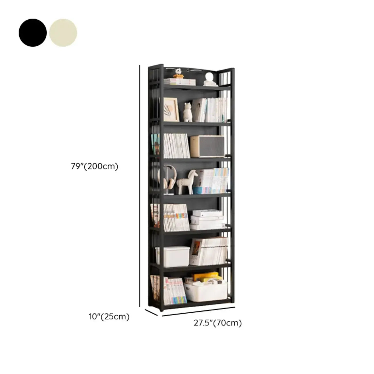 Premium Bamboo Modern Black 5-Shelf Open Bookshelf