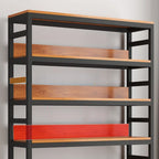 Brown Multi-Shelf Wooden Vertical Bookcase with Cabinet