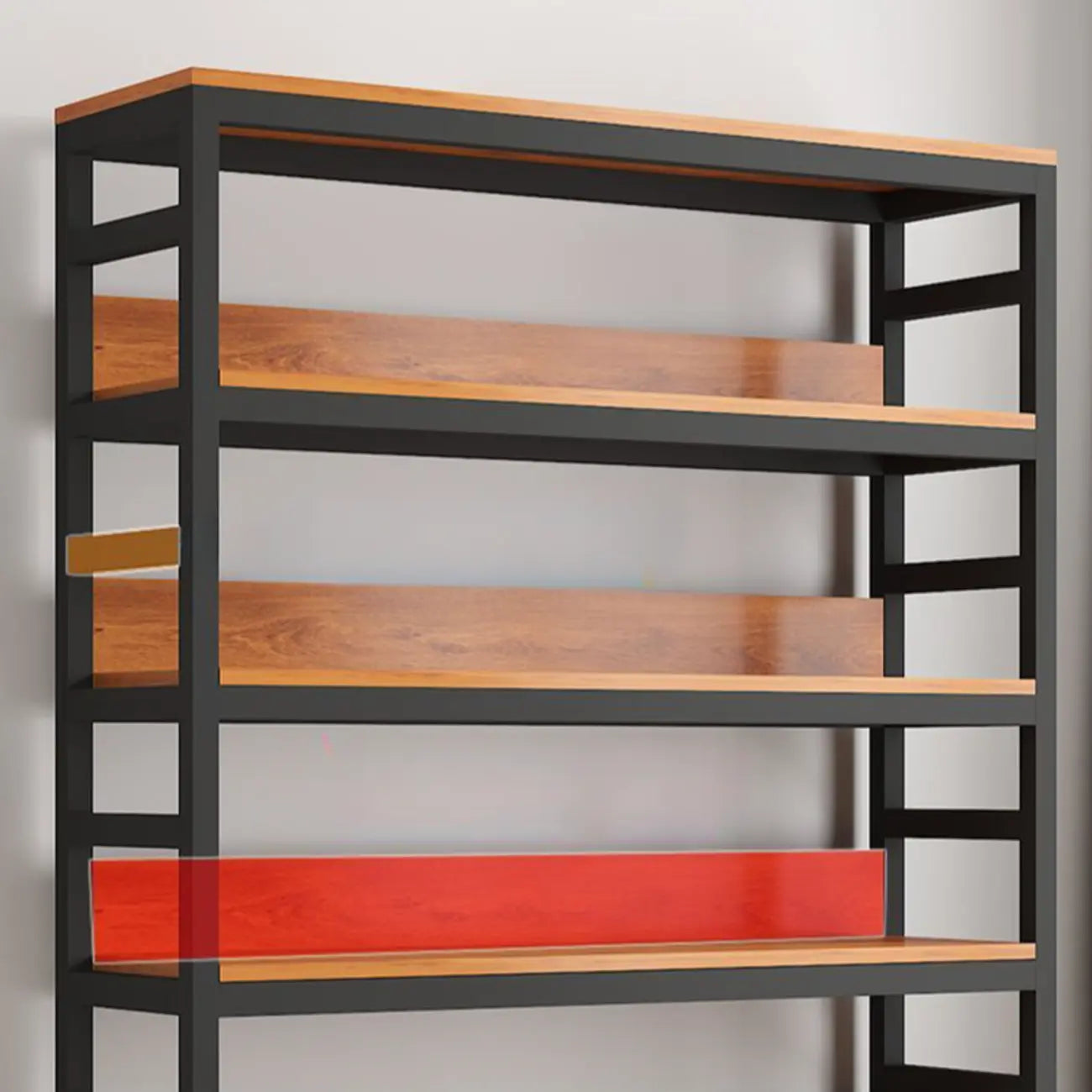 Brown Multi-Shelf Wooden Vertical Bookcase with Cabinet