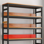 Brown Multi-Shelf Wooden Vertical Bookcase with Cabinet