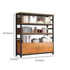 Brown Multi-Shelf Wooden Vertical Bookcase with Cabinet