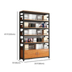Brown Multi-Shelf Wooden Vertical Bookcase with Cabinet