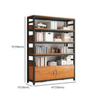 Brown Multi-Shelf Wooden Vertical Bookcase with Cabinet