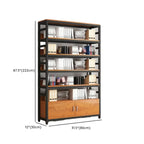 Brown Multi-Shelf Wooden Vertical Bookcase with Cabinet