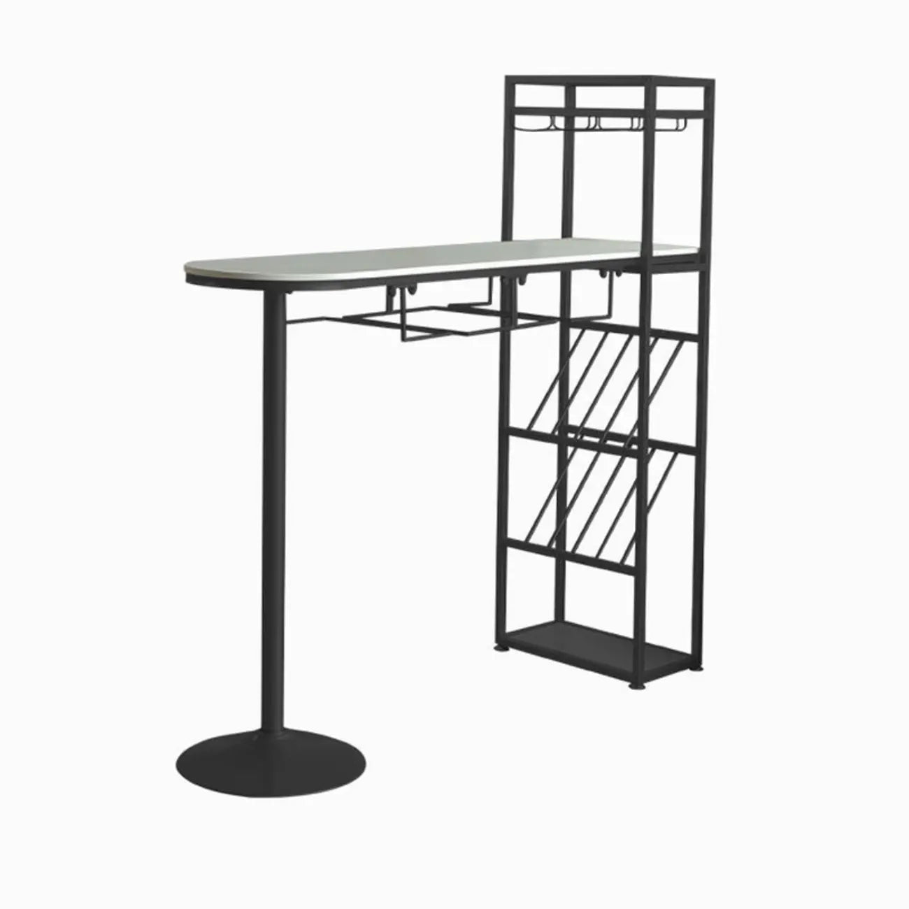 Modern Gold Bar Table with Wine Storage Shelves for Home Bars