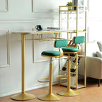 Modern Gold Bar Table with Wine Storage Shelves for Home Bars