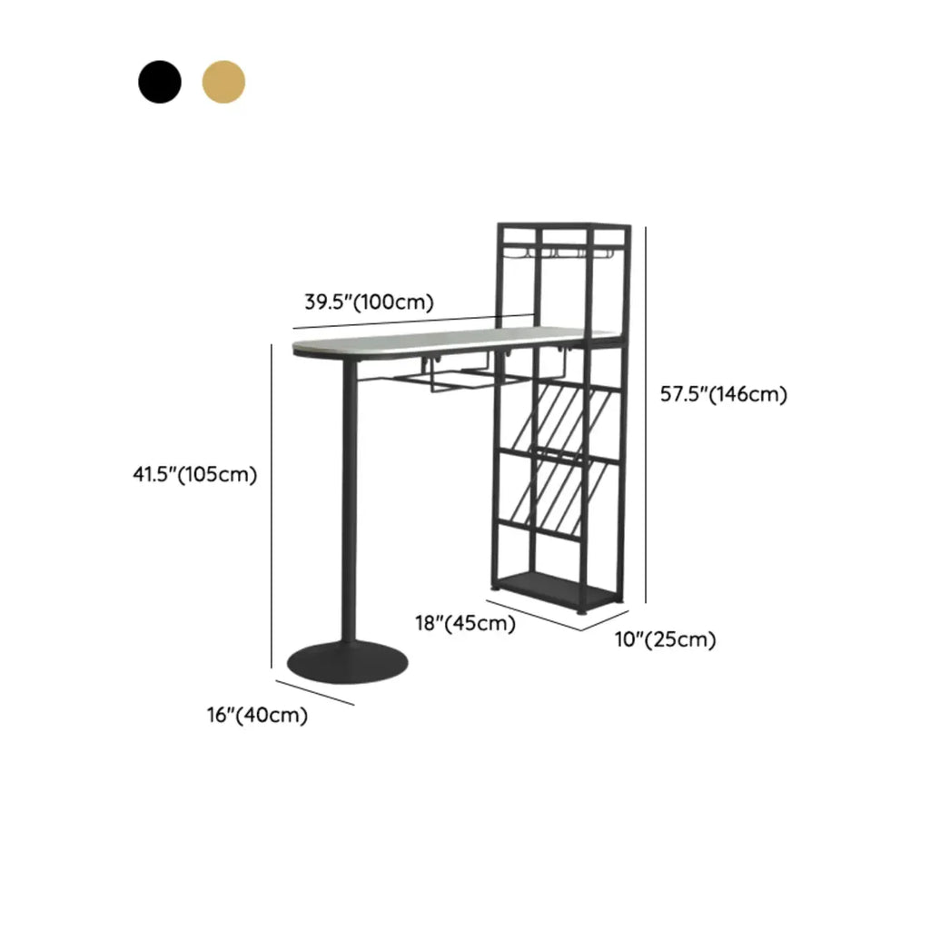 Modern Gold Bar Table with Wine Storage Shelves for Home Bars