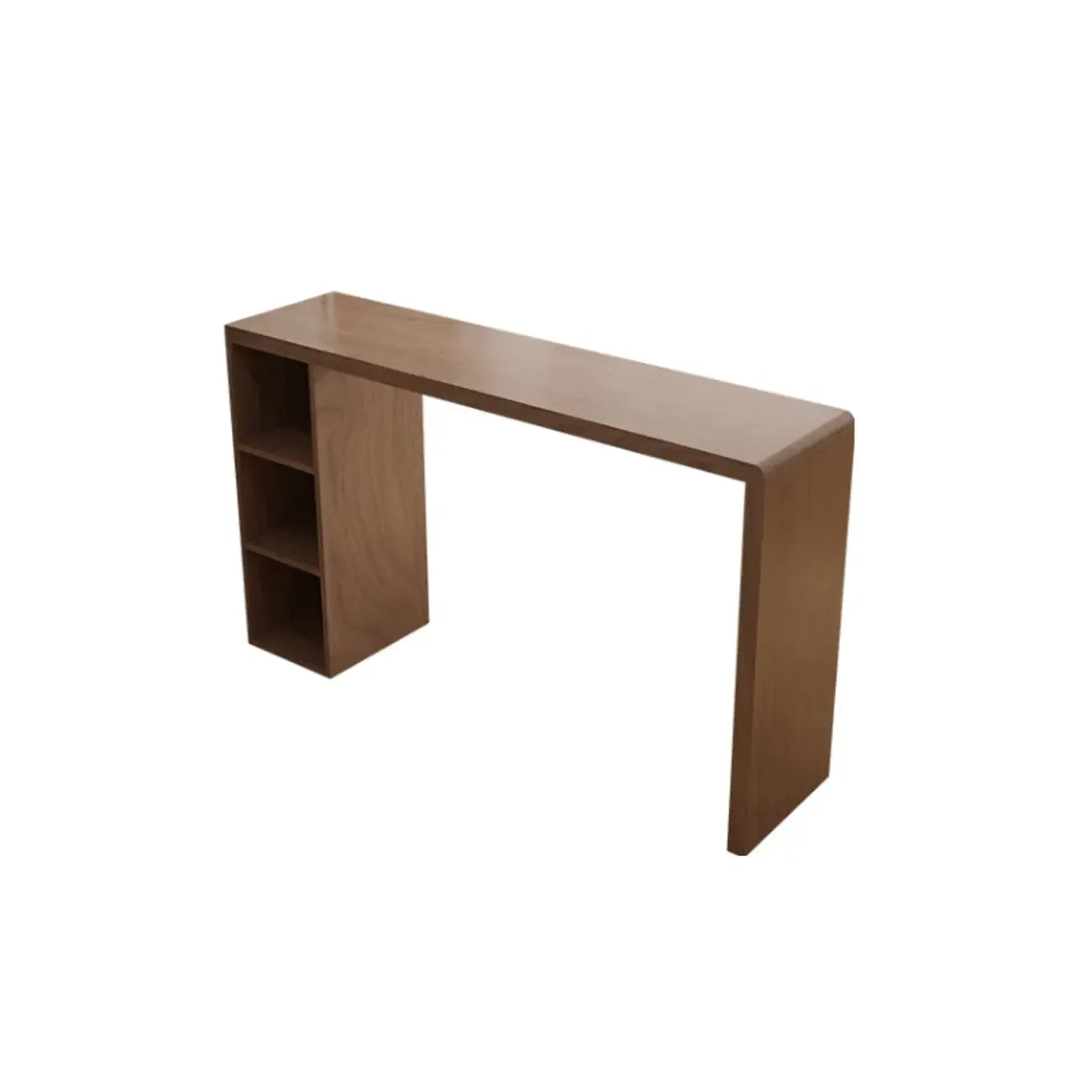 Rectangle Brown Wood Bar Table with Cabinet Storage for Dining