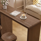 Rectangle Brown Wood Bar Table with Cabinet Storage for Dining