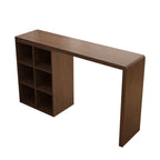Rectangle Brown Wood Bar Table with Cabinet Storage for Dining
