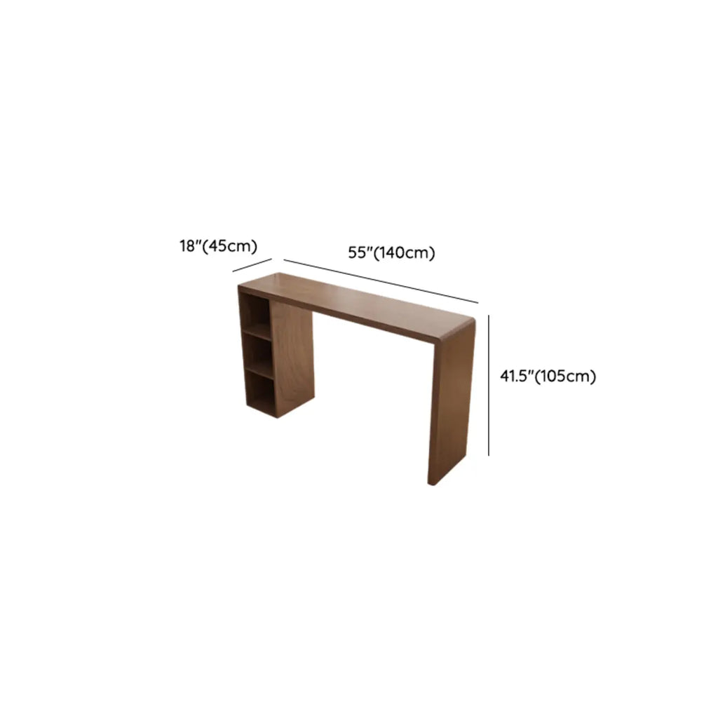 Rectangle Brown Wood Bar Table with Cabinet Storage for Dining