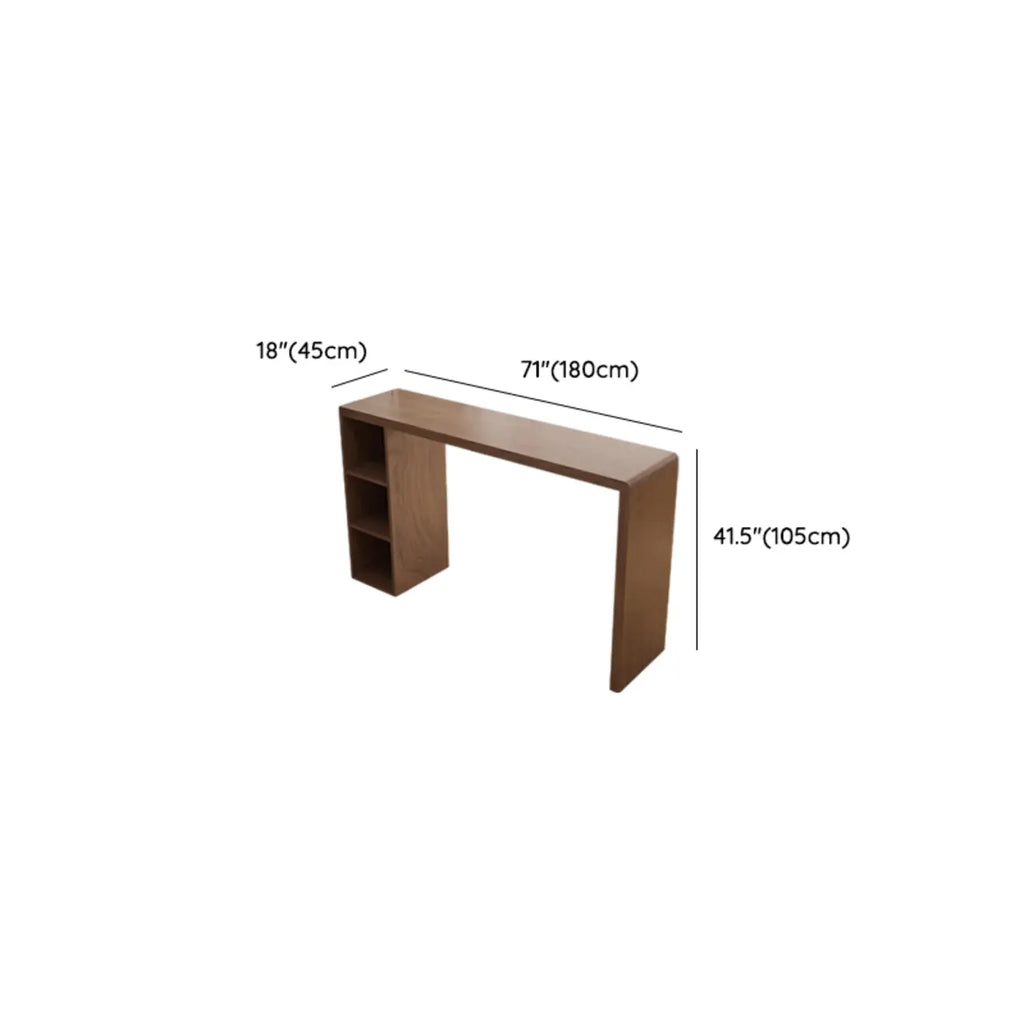 Rectangle Brown Wood Bar Table with Cabinet Storage for Dining