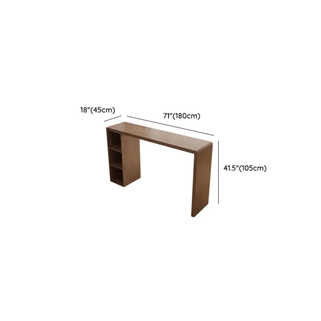 Rectangle Brown Wood Bar Table with Cabinet Storage for Dining