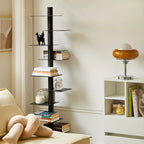 Modern Black Metal Narrow Open Bookcase