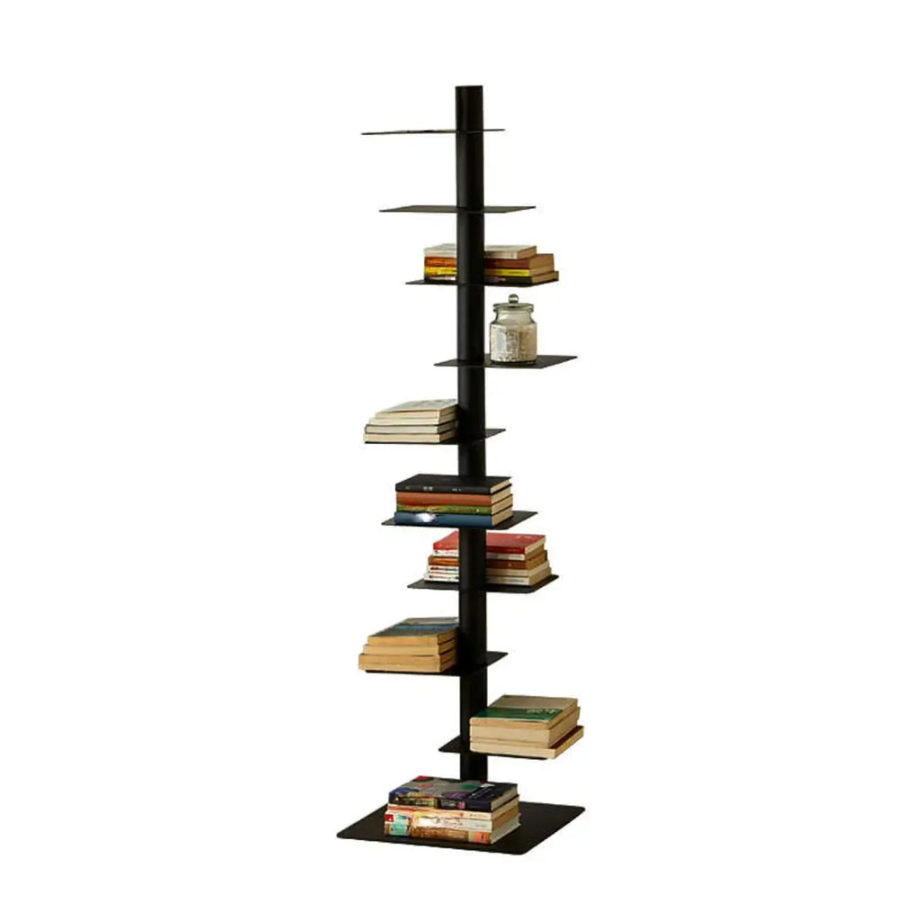 Modern Black Metal Narrow Open Bookcase
