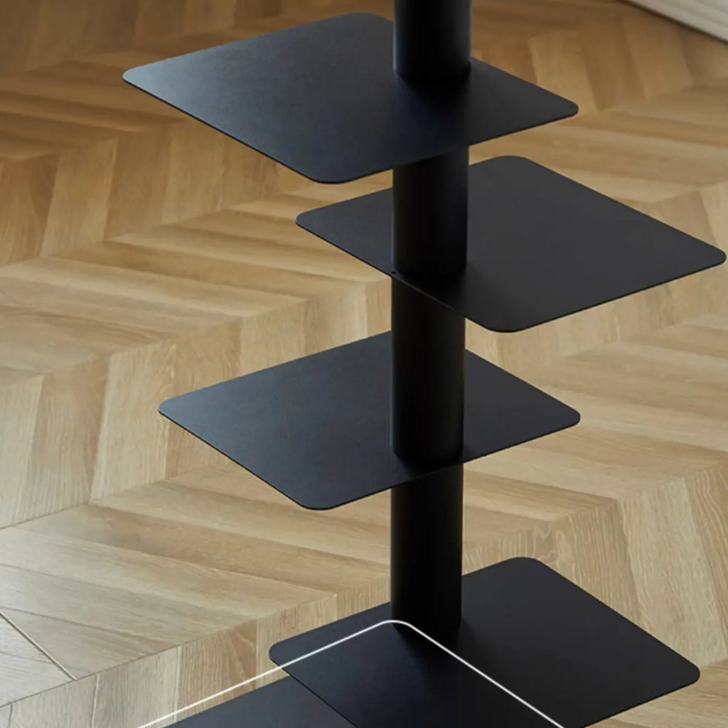 Modern Black Metal Narrow Open Bookcase