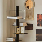 Modern Black Metal Narrow Open Bookcase