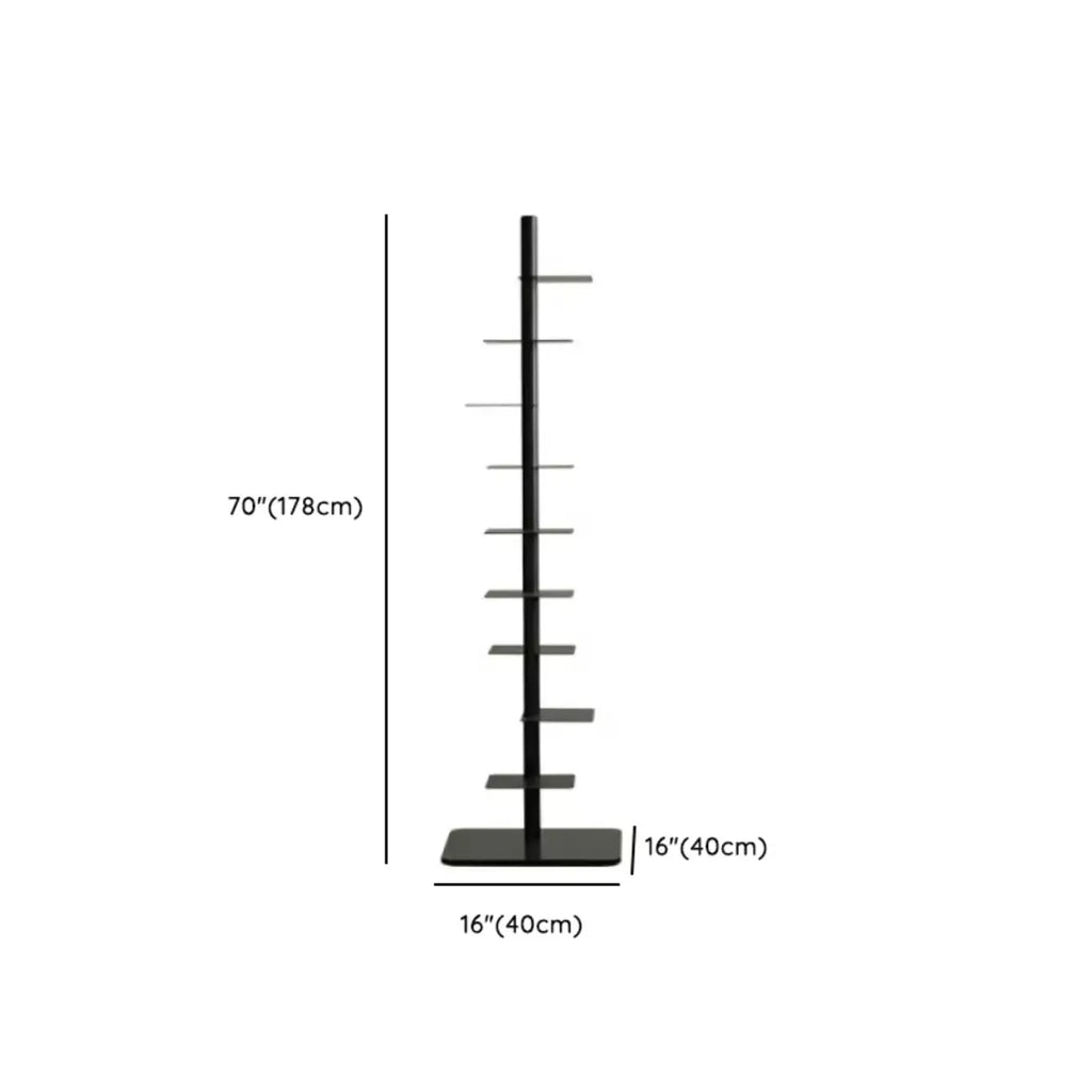 Modern Black Metal Narrow Open Bookcase