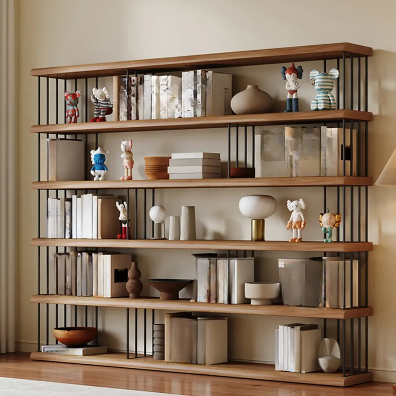 Scandinavian Wood 5-Shelf Etagere Bookshelf Organizer