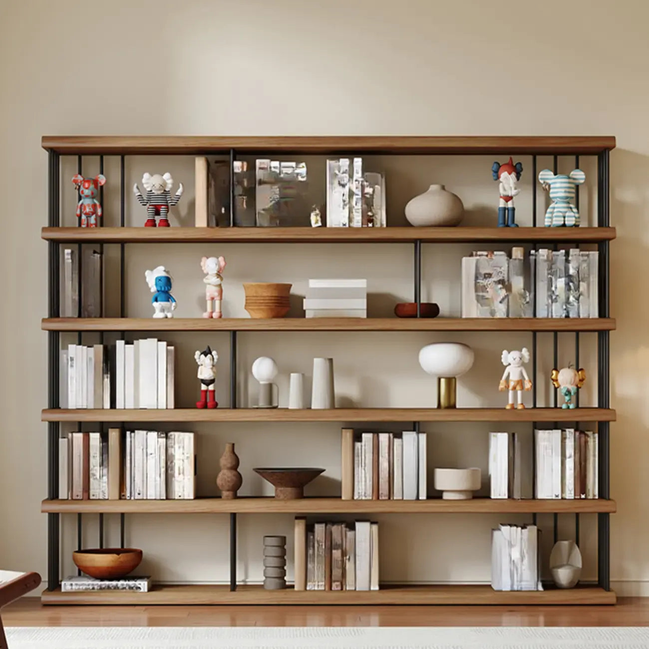 Scandinavian Wood 5-Shelf Etagere Bookshelf Organizer
