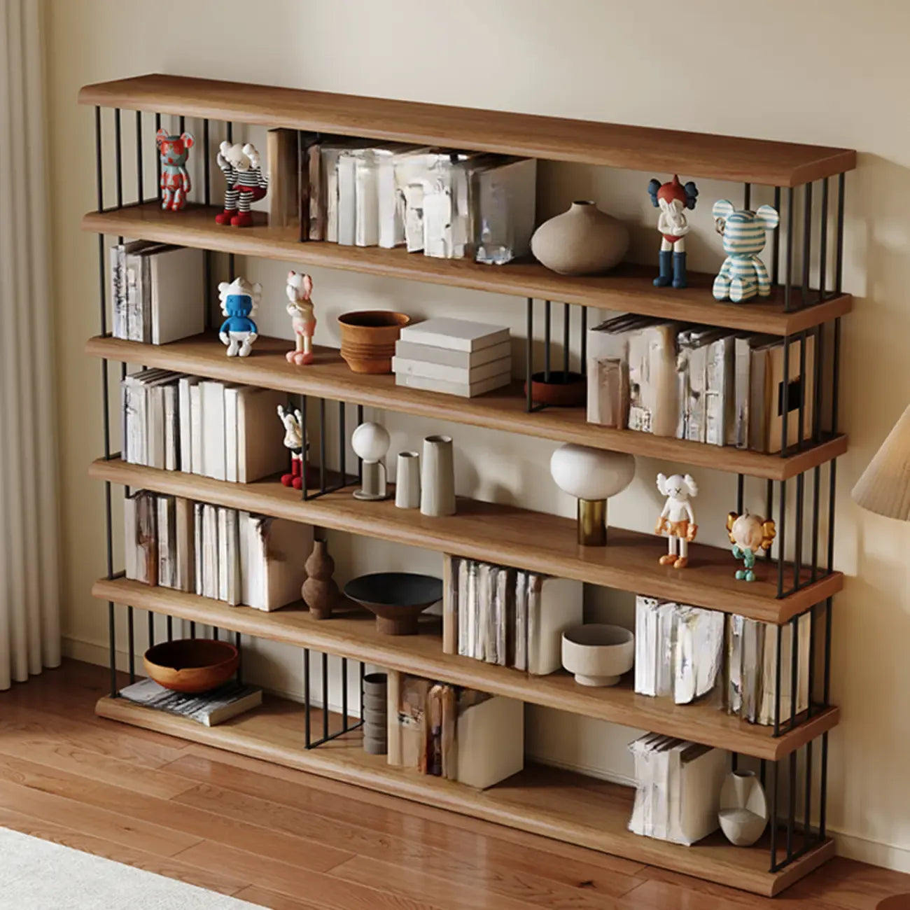 Scandinavian Wood 5-Shelf Etagere Bookshelf Organizer