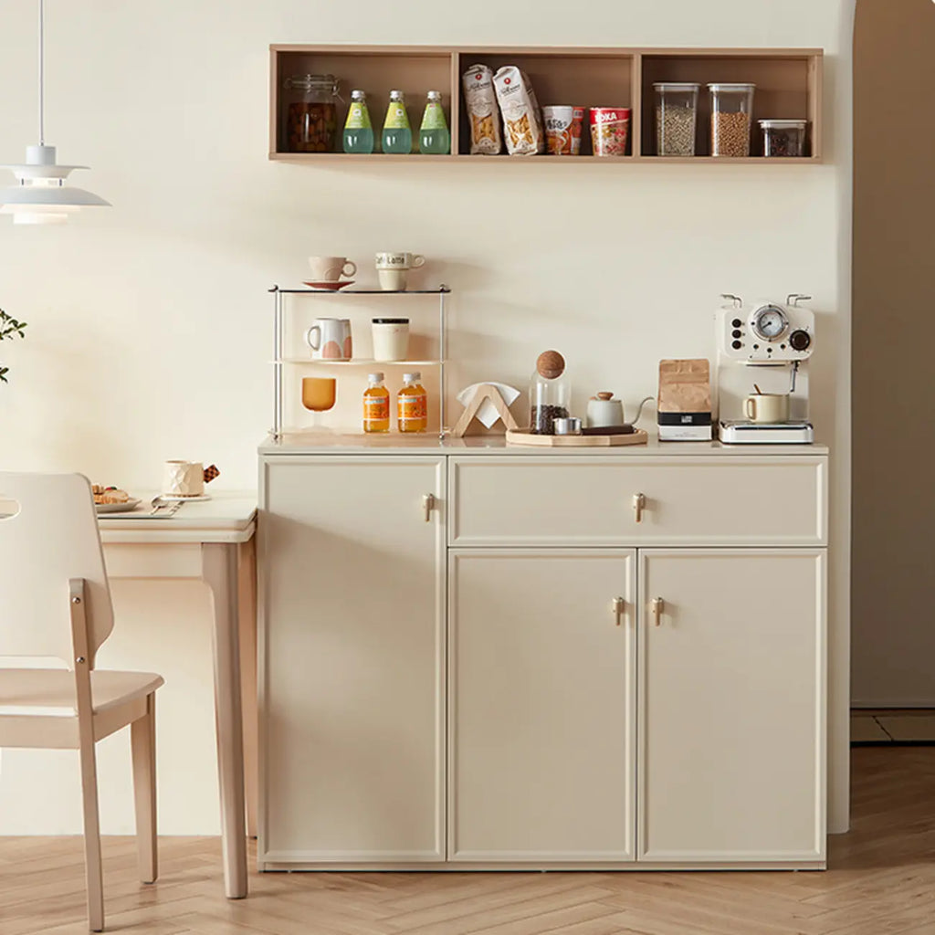 Elegant White Wooden Floor China Cabinet with Shelves