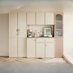 Elegant White Wooden Floor China Cabinet with Shelves