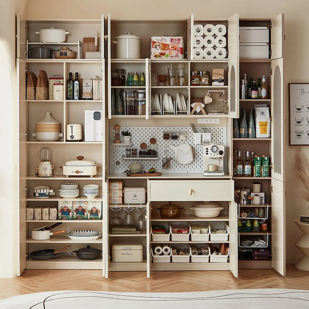 Elegant White Wooden Floor China Cabinet with Shelves