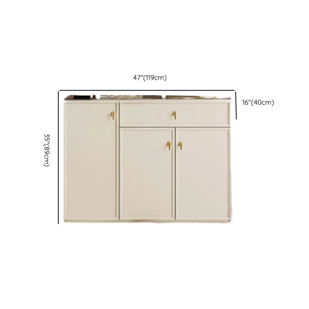 Elegant White Wooden Floor China Cabinet with Shelves