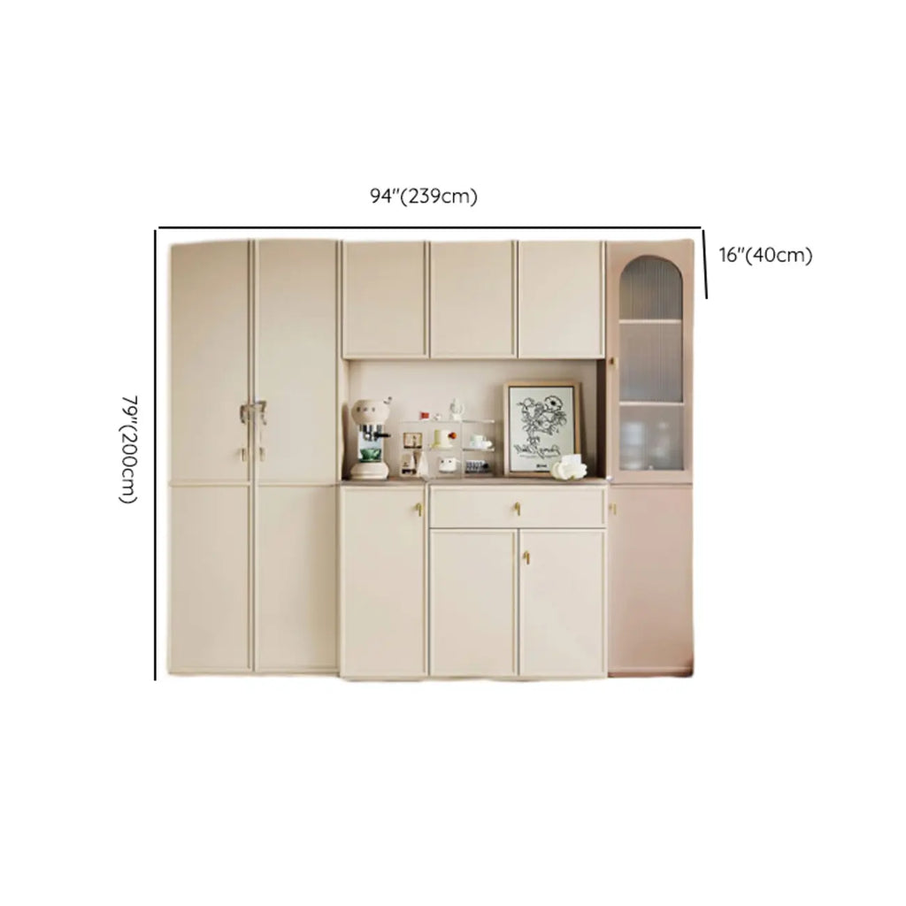 Elegant White Wooden Floor China Cabinet with Shelves