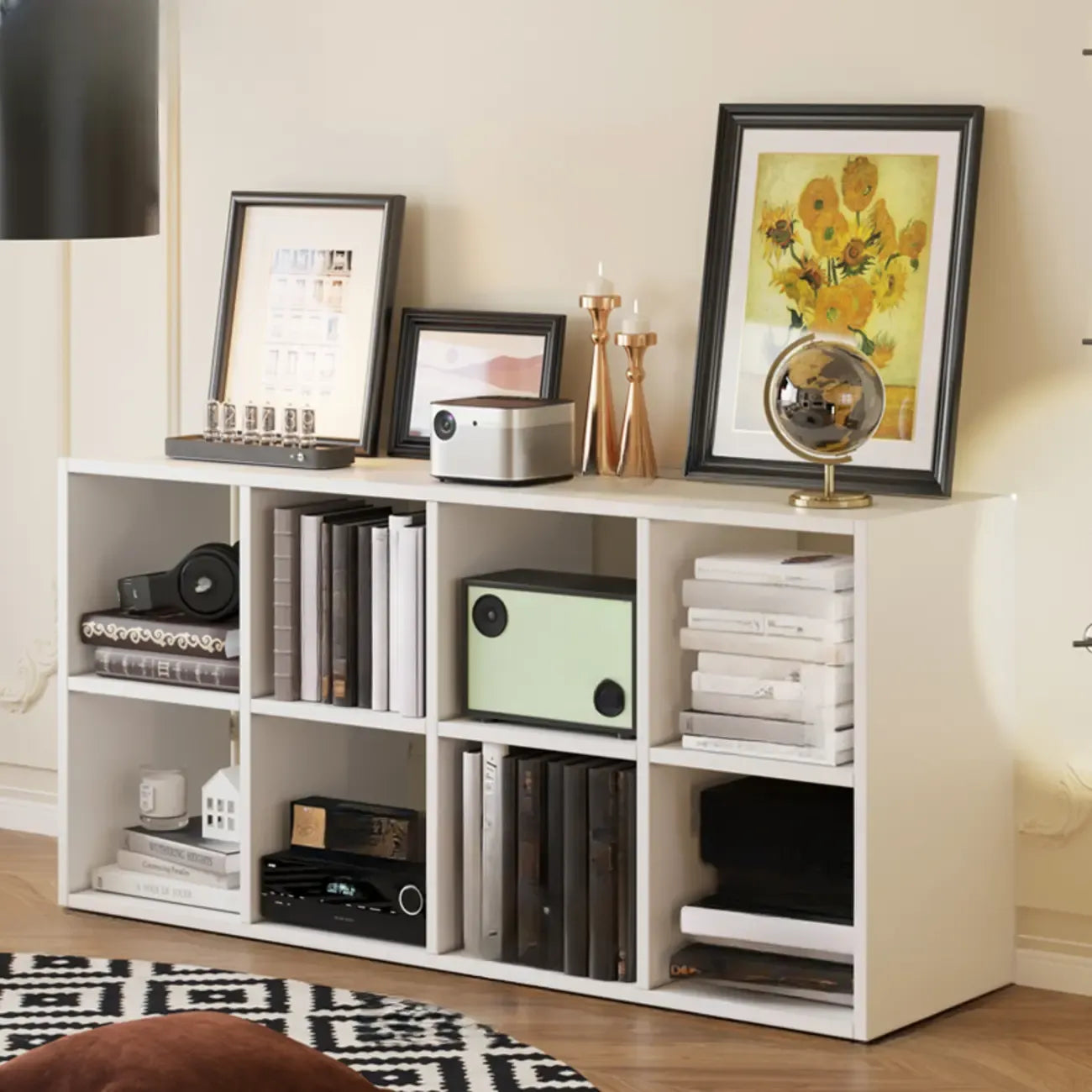 Classic Brown Cherry Wood Open Back Cube Bookcase