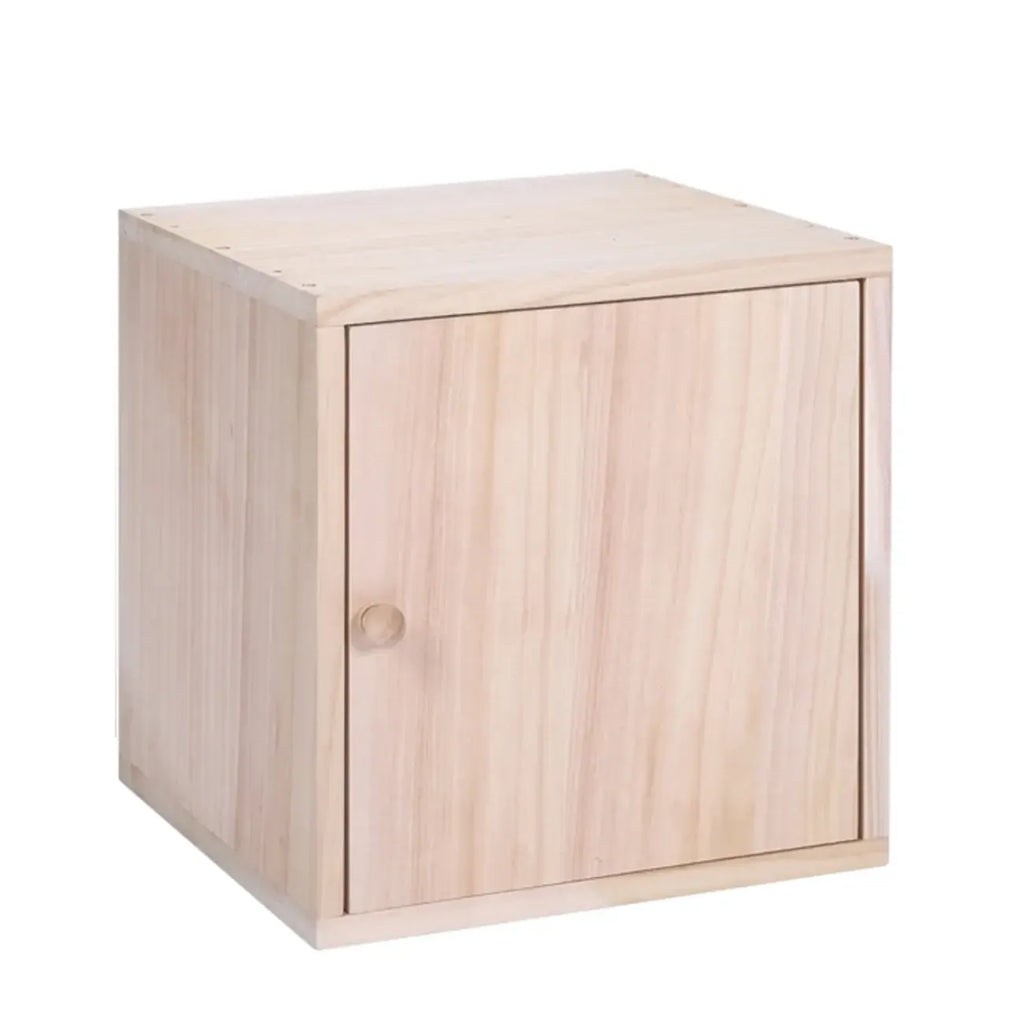 Narrow Modular Wooden Cube Bookcase with Doors