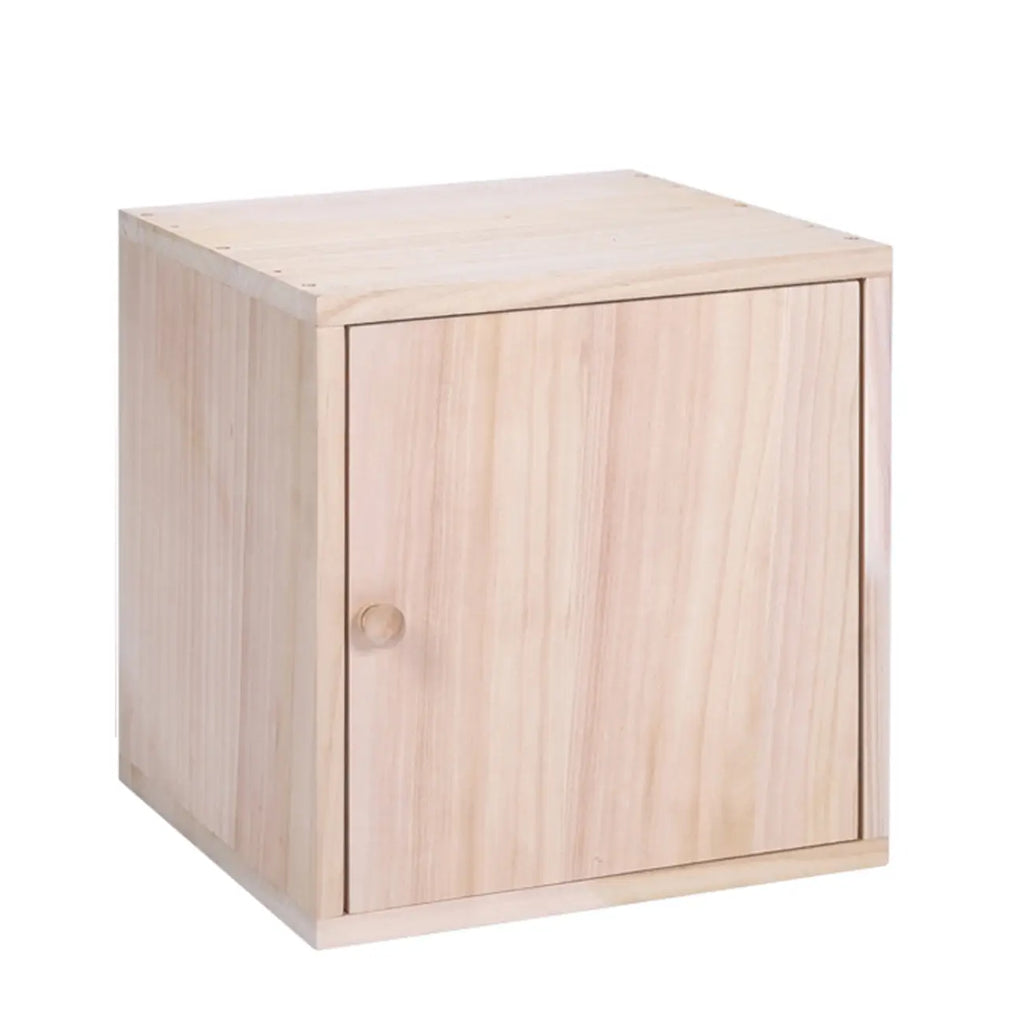 Narrow Modular Wooden Cube Bookcase with Doors