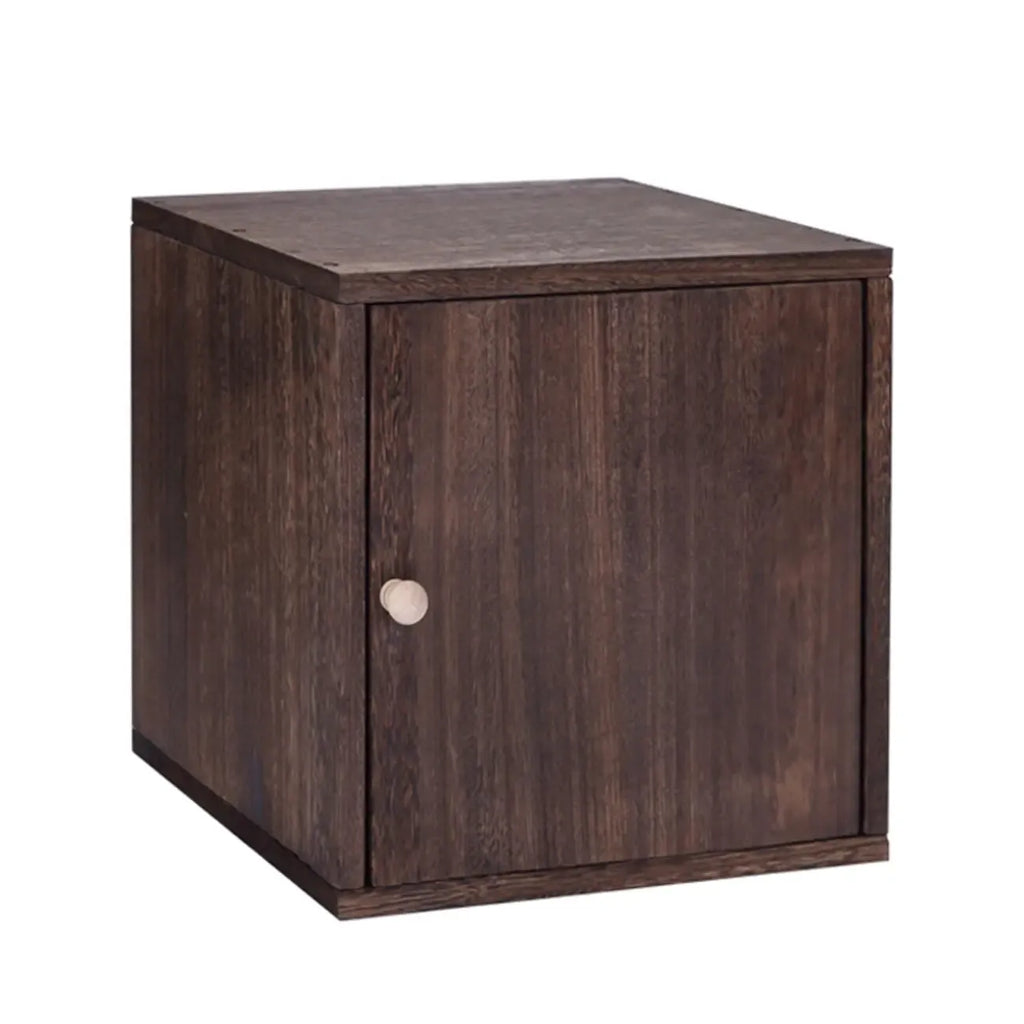 Narrow Modular Wooden Cube Bookcase with Doors