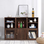 Narrow Modular Wooden Cube Bookcase with Doors