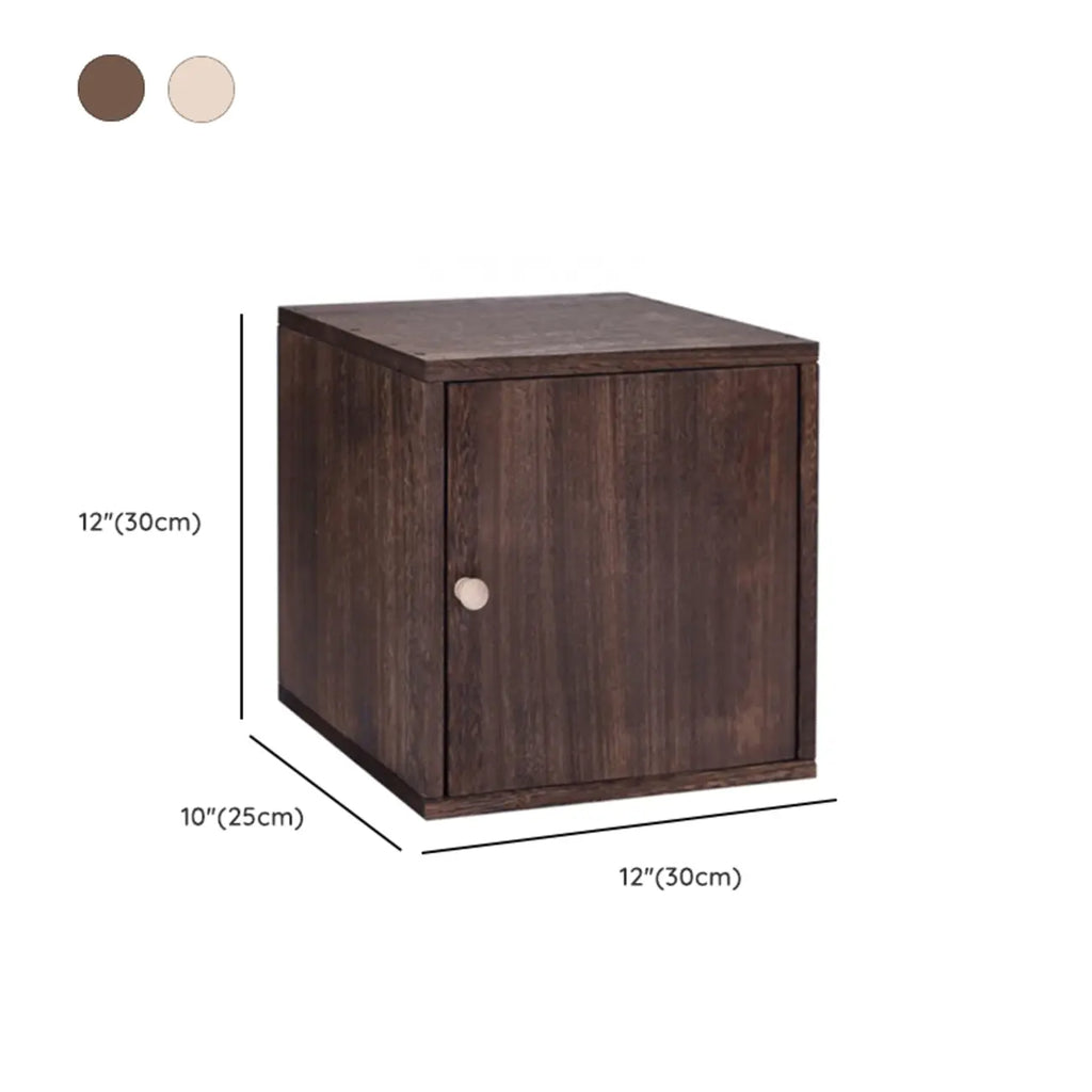 Narrow Modular Wooden Cube Bookcase with Doors