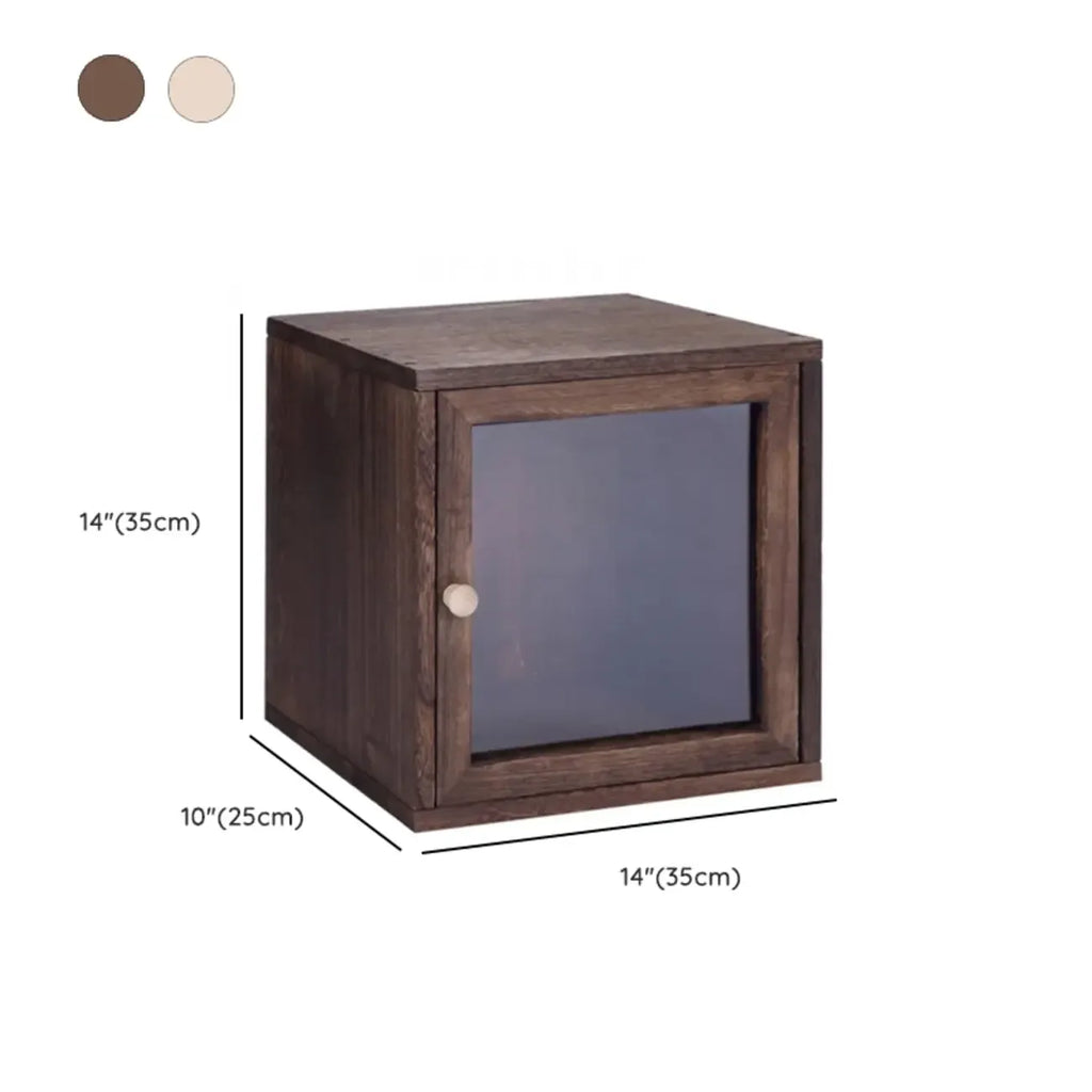 Narrow Modular Wooden Cube Bookcase with Doors