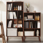 Modern Brown Wooden 4-Tier Vertical Bookcase