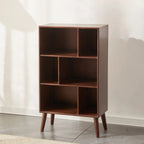 Modern Brown Wooden 4-Tier Vertical Bookcase