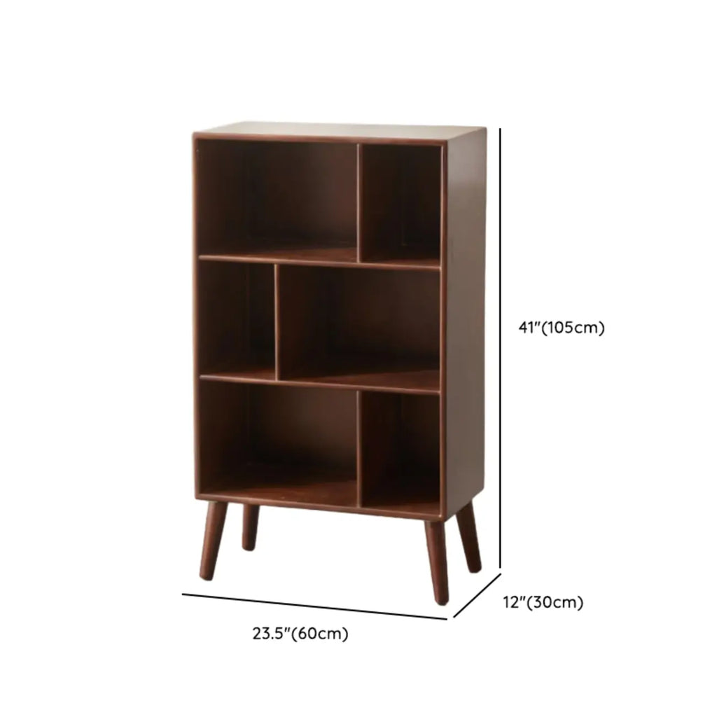 Modern Brown Wooden 4-Tier Vertical Bookcase