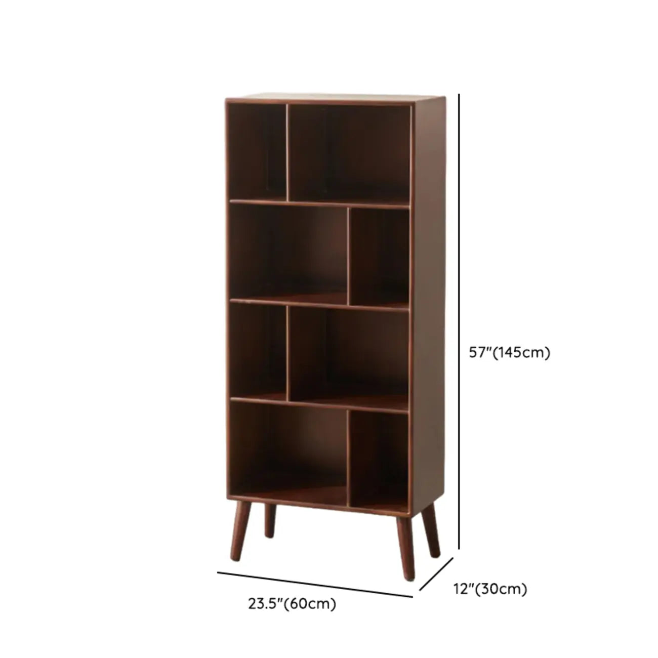 Modern Brown Wooden 4-Tier Vertical Bookcase