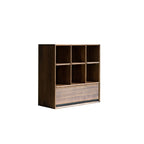 Wood Brown Cube Storage Bookcase with Drawers