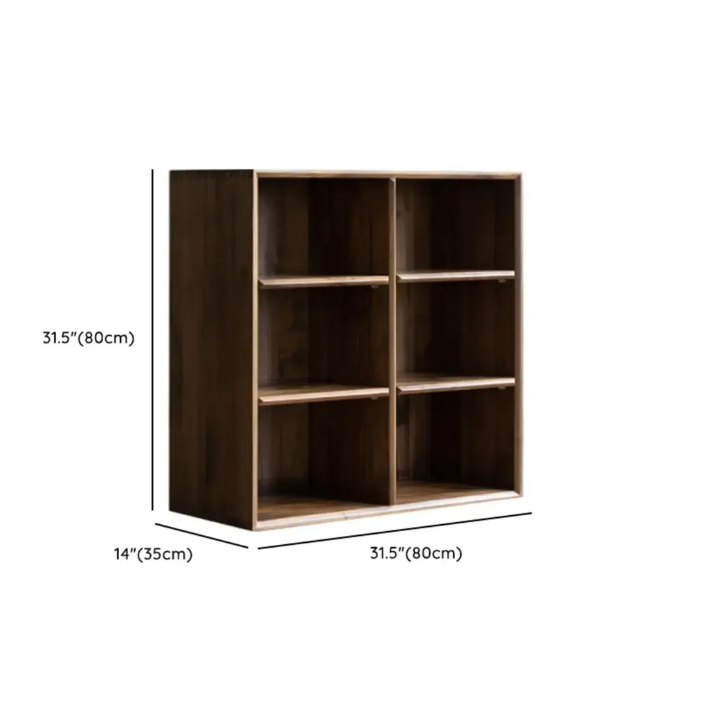 Wood Brown Cube Storage Bookcase with Drawers